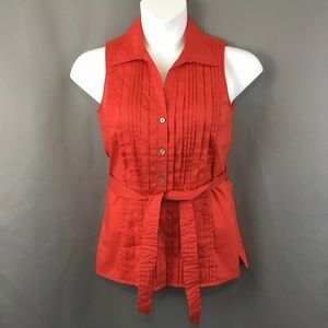 Tommy Bahama Blouse Button Up Orange Sleeveless